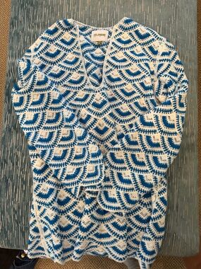 Celandine Blue & White Crochet Swim Coverup
